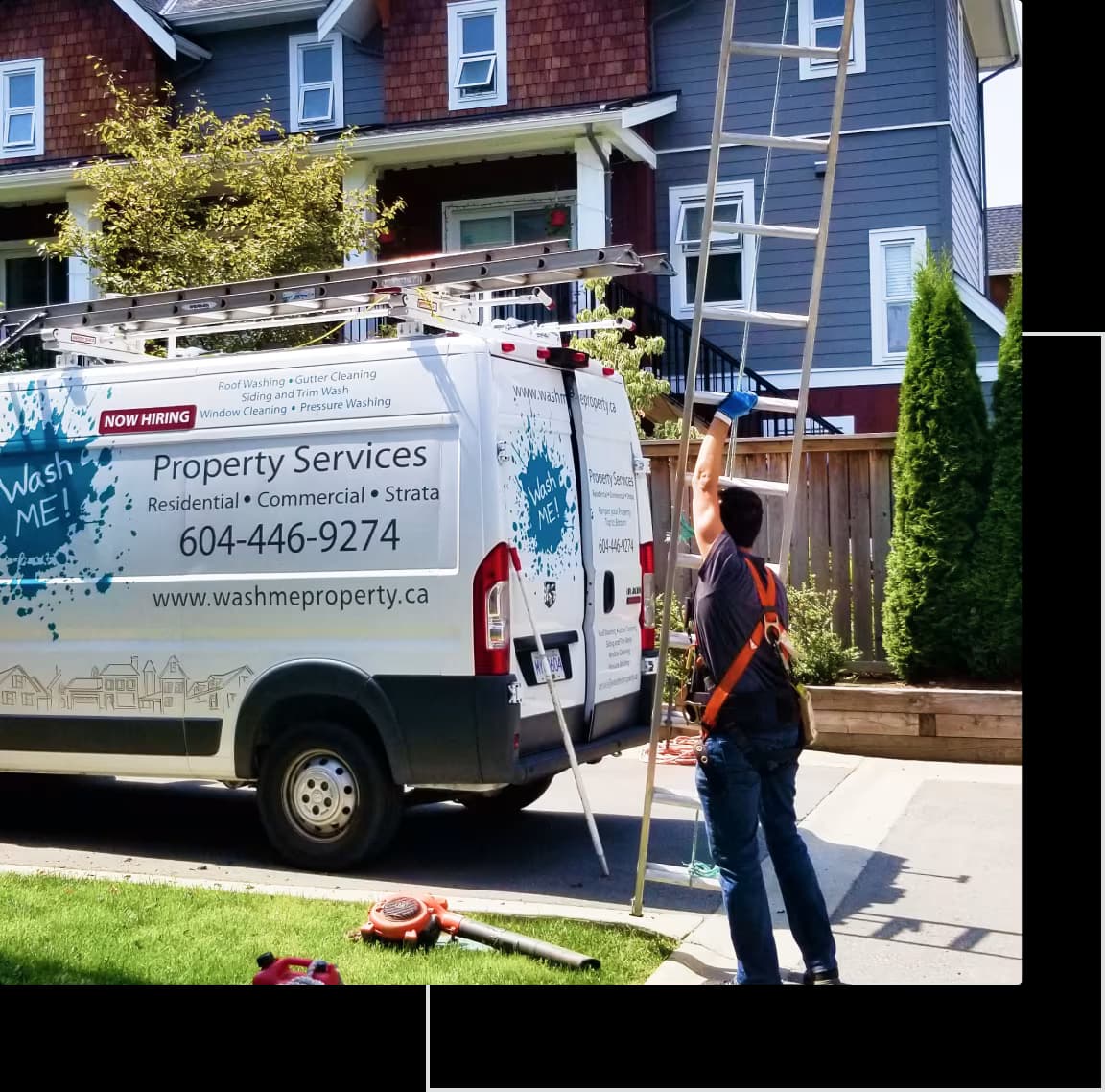 Home exterior being cleaned by Wash ME professionals